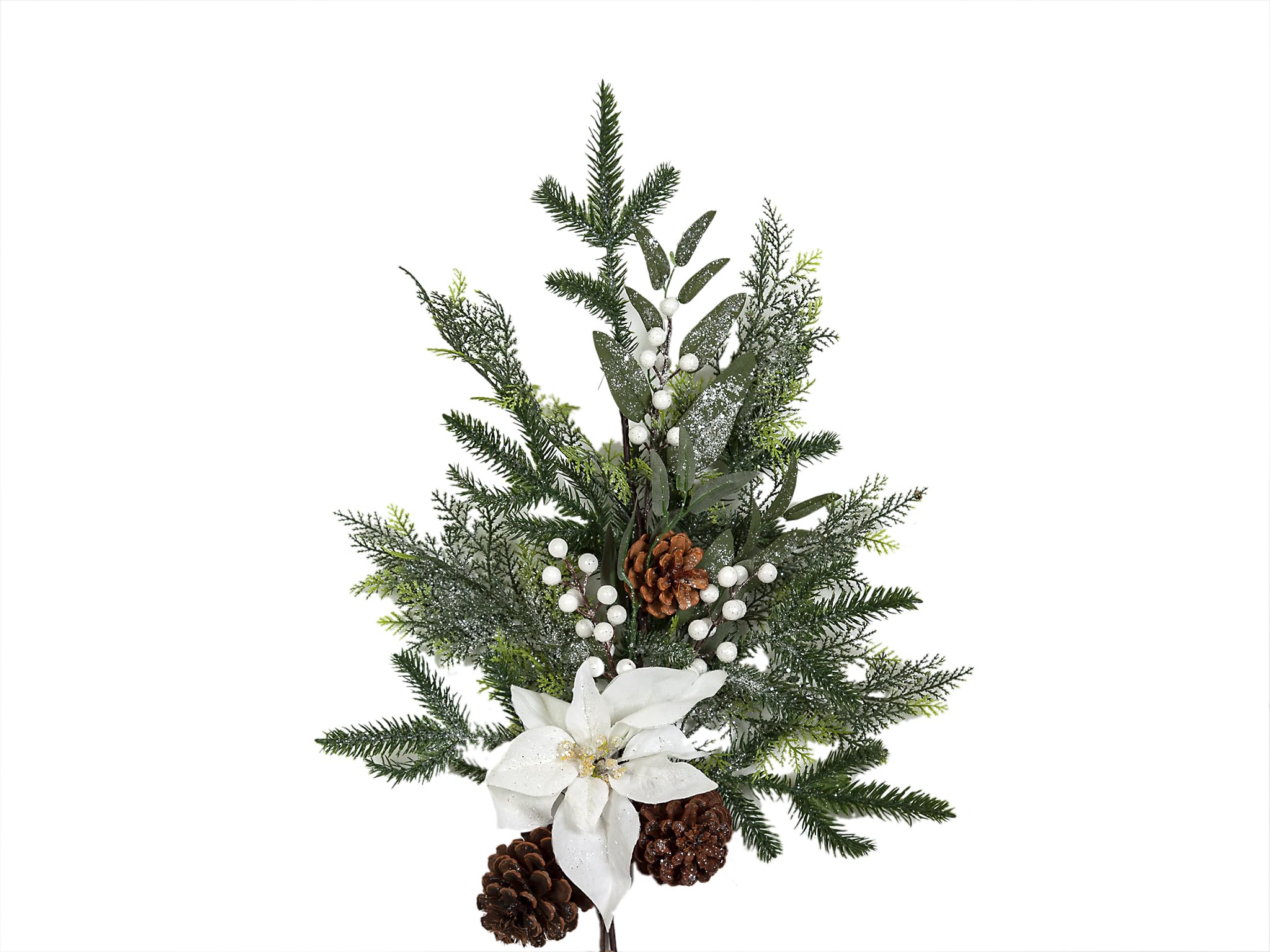 Racimo abeto flor blanca y piñas - Guirlande sapin déco Noël intérieur