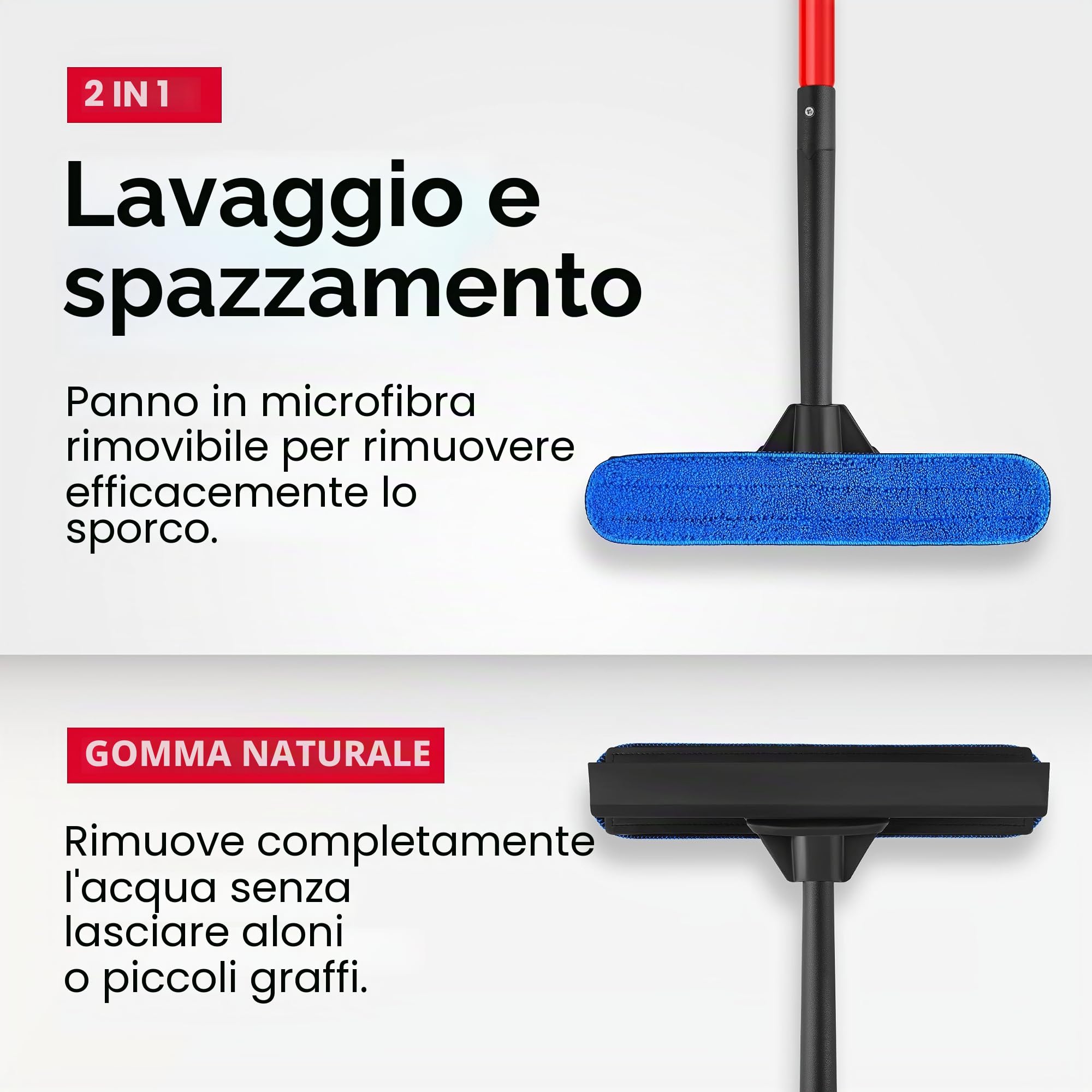 Tyroler Lavavetri Telescopico Professionale 2-in-1 | Bastone Telescopico per Pulizia Vetri Finestre 30-280cm | Tergivetro in Gomma 100% | Durata e Protezione Superiori Pulisci Vetri Telescopicos
