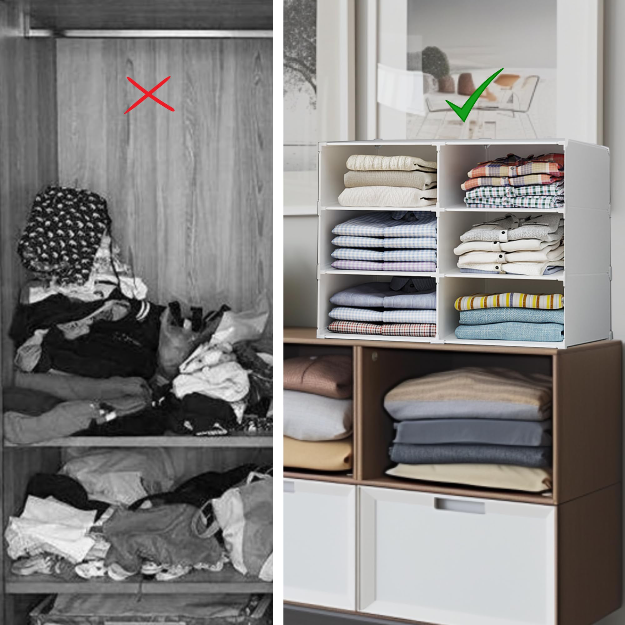 Estantería Modular 6 Módulos Organizador de Ropa para Armario Almacenamiento Hogar