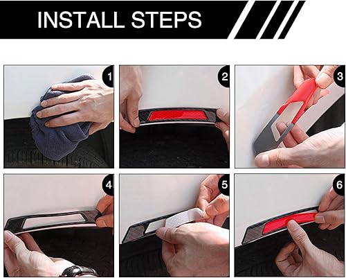 Miniatura 6 de 6 calcomanías reflectantes de cejas para rueda de automóvil, decoración nocturna antiarañazos de fibra de carbono, tiras reflectantes de seguridad