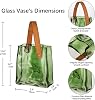 Florero de vidrio con forma de bolso para flores, verde, para centros de mesa, florero bolso de vidrio con asa de cuero, floreros pequeños tipo cartera para decoración, pecera decorativa para hogar y bodas 3