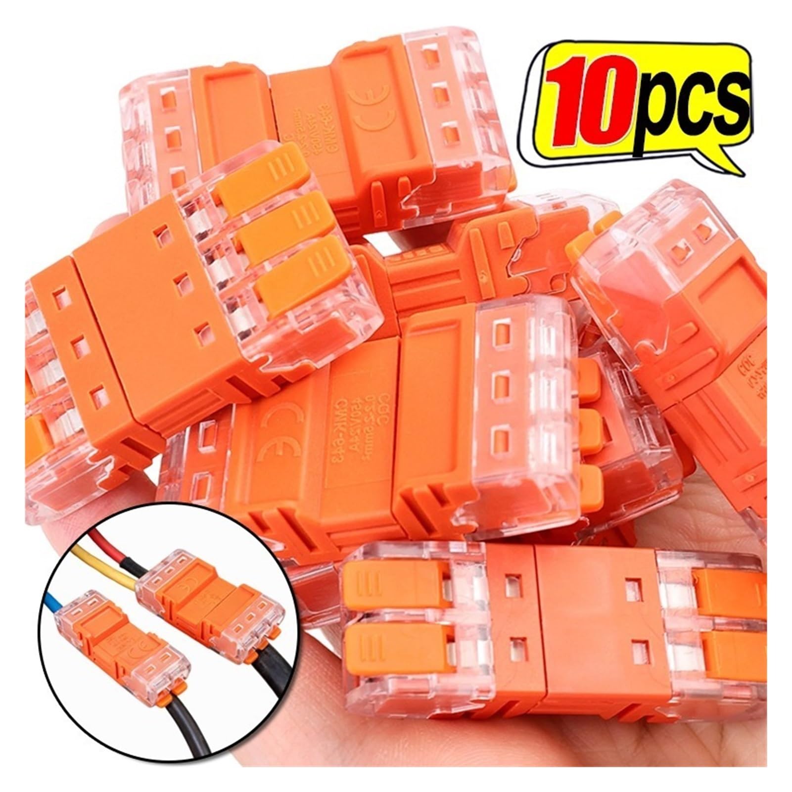 Connettore cavo a leva rapida da 10 pezzi 2-3 In Out Morsettiera maschio femmina(10PCS-(3 in 3 out))