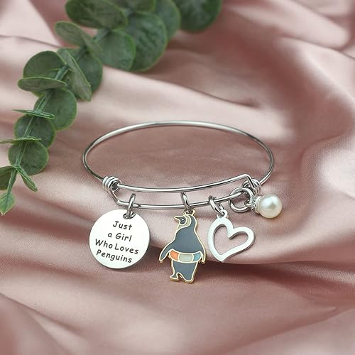 Miniatura 5 de Divertida pulsera de pingüino para mujer, diseño de Gir-ls Just A Gir-l Who Loves Penguins, joyería de regalo para amantes de los pingüinos, pulsera