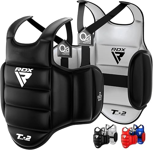 Miniatura 8 de RDX Protector corporal de boxeo reversible, Kickboxing MMA Muay Thai protector de pecho, entrenamiento de combate, escudo ajustable, almohadilla de