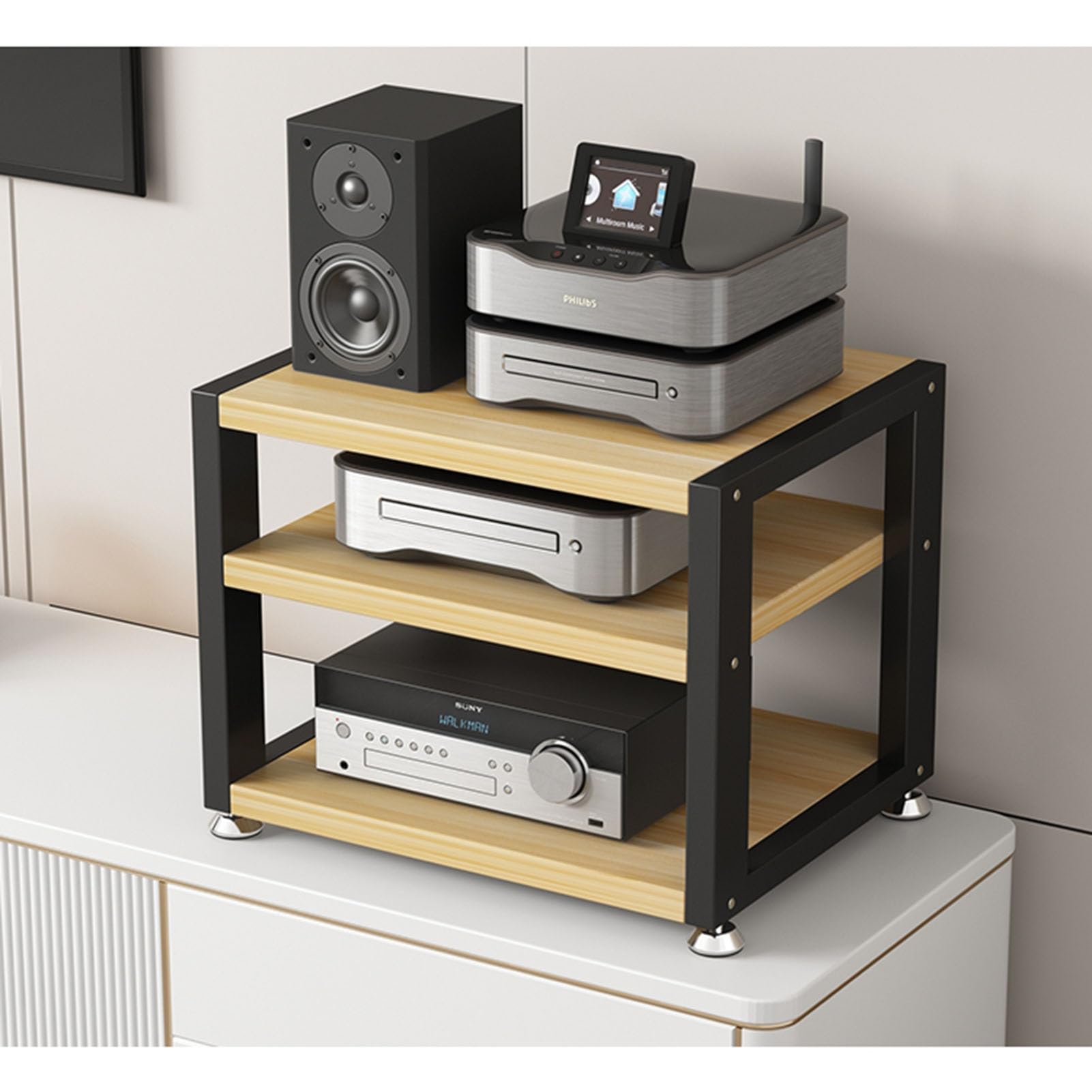 Meuble d'amplificateur stéréo support audio 3 niveaux pour lecteur AV