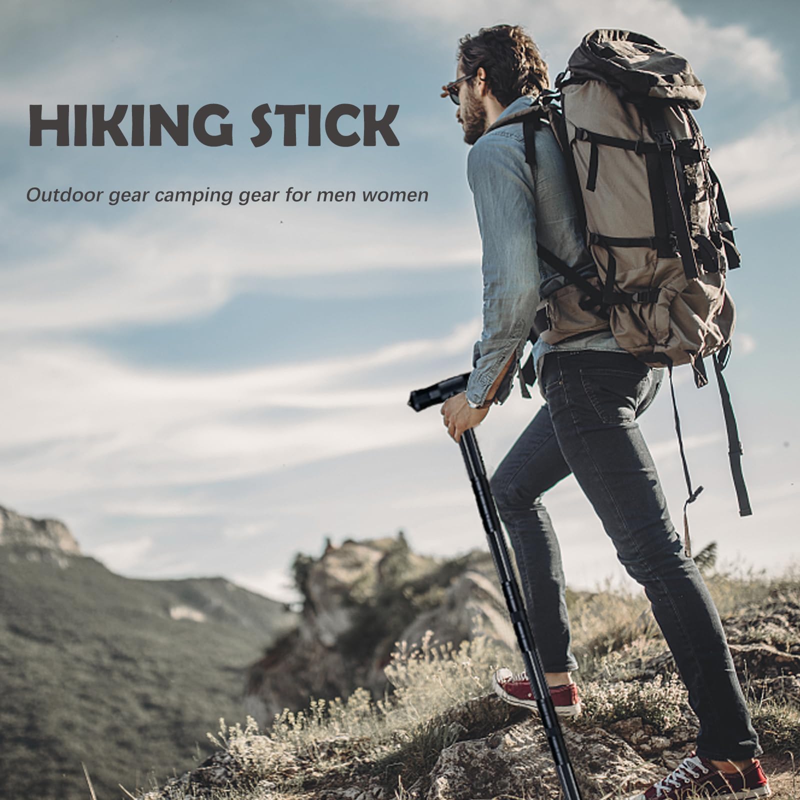 Bastones de senderismo para viajes, caminar, bastones portátiles para caminar al aire libre, equipo de camping para hombres y mujeres