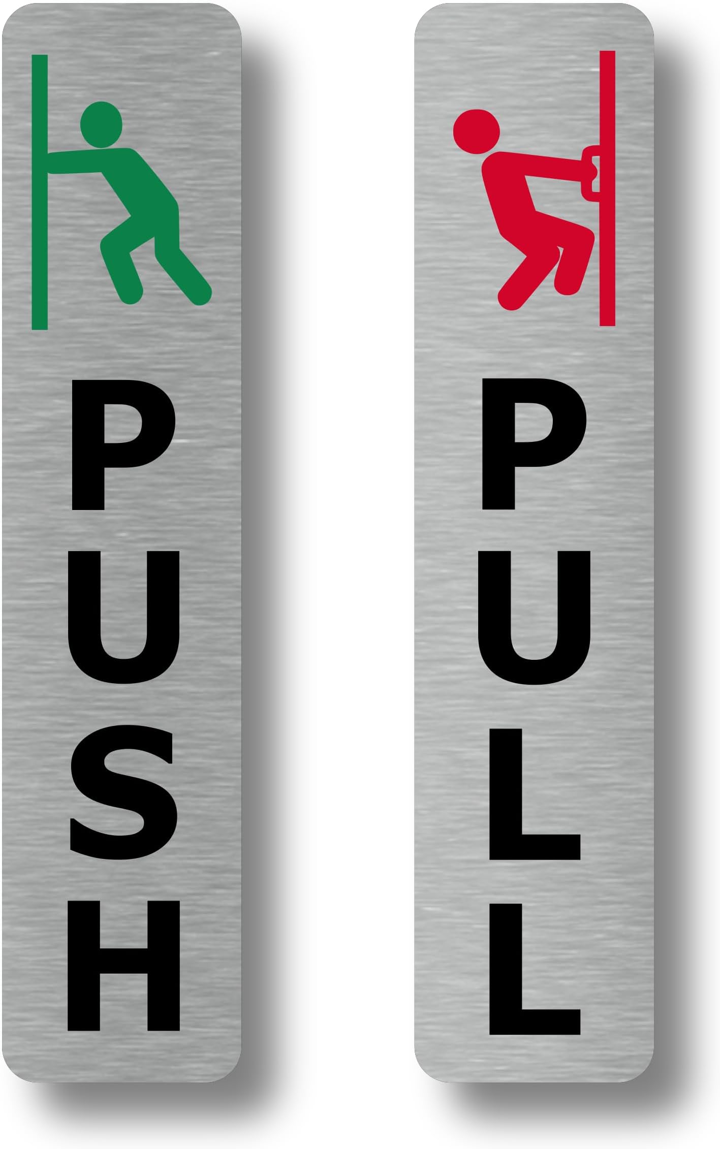 Pair of Silver Push & Pull, Strong Adhesive, Aluminium Door Signs - Generic Door Sign for business, restaurants, bars, hotels, schools, cafe. Shipped Globally.