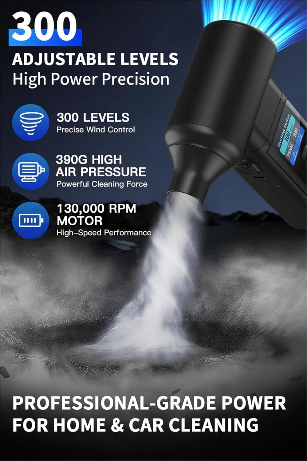 10000mAh Jet Fan Powerful Blower with 5 Nozzles 40mm Brushless Motor Electric Air Blower Dust Blowing Keyboard Cleaning