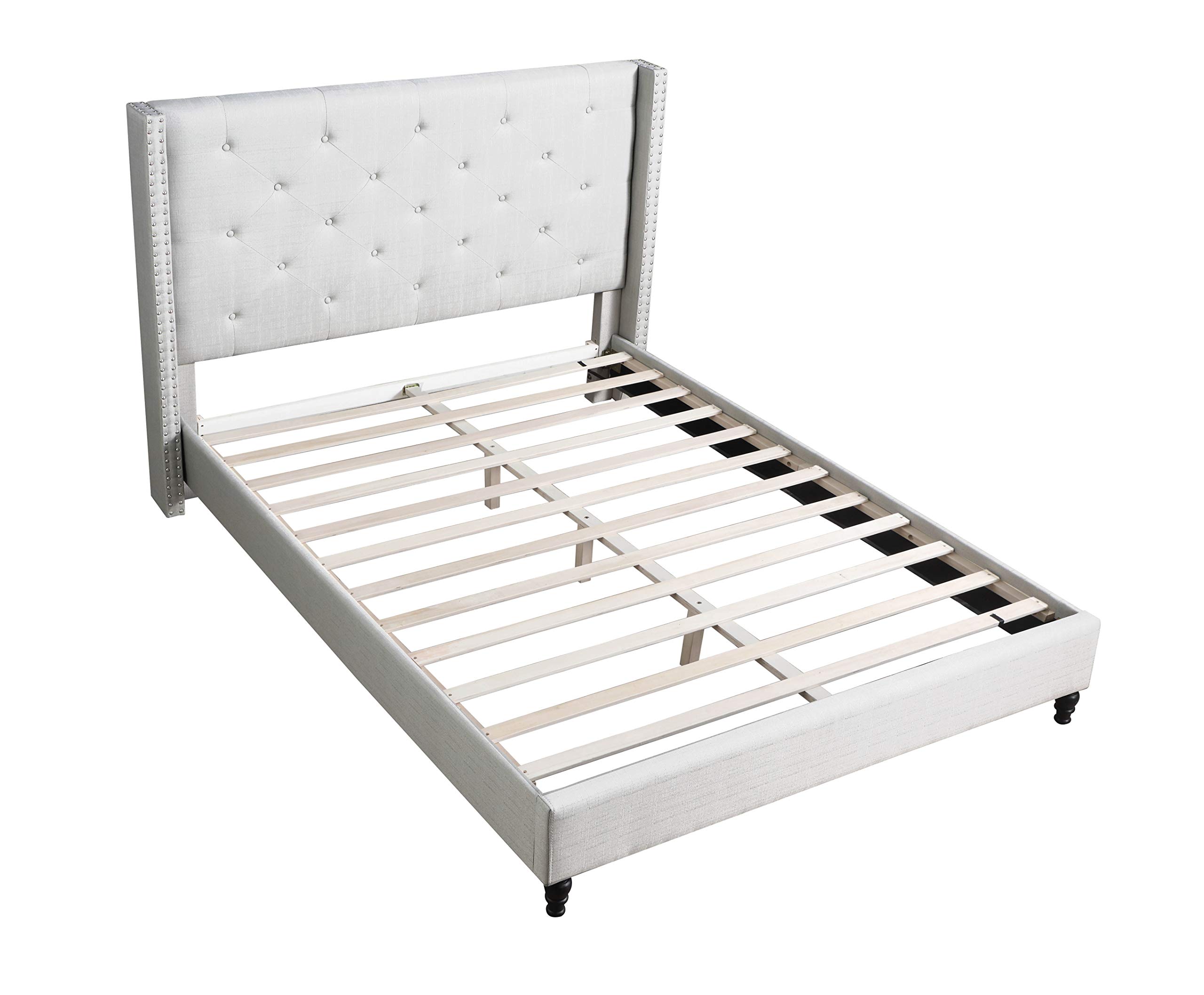 (similar) Best Master Furniture YY129BQ Valentina Fabric Upholstered Wingback Platform Bed-Beige, Queen (U.S. Standard)