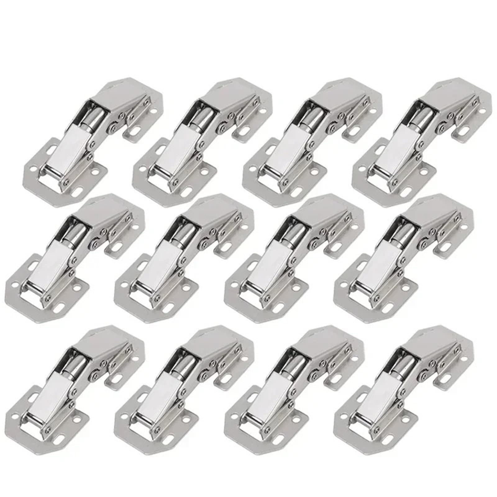Kdhcvkz 12Pcs 2/4/8/ Stainless Steel Cabinet Hinges 90 Degree No-Drilling Hole(12Pcs)