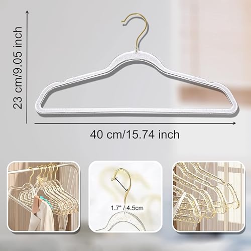 Miniatura 2 de Perchas transparentes de 16 pulgadas, paquete de 20 perchas de plástico para armario de adultos, ganchos brillantes duraderos con gancho giratorio,