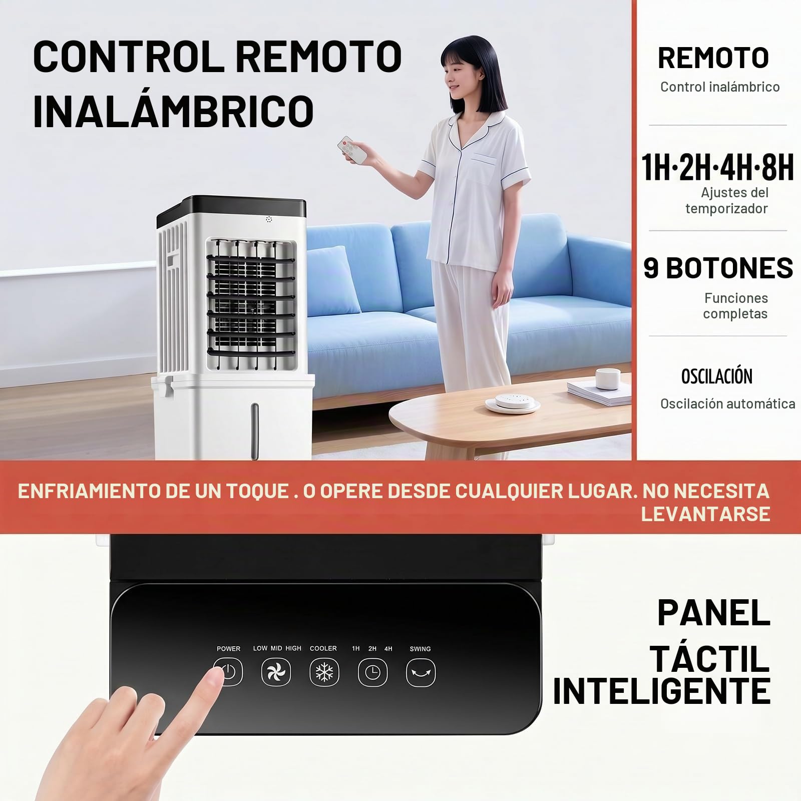 Aire Acondicionado Portátil, 15L 75W Enfriador de Aire Evaporativo