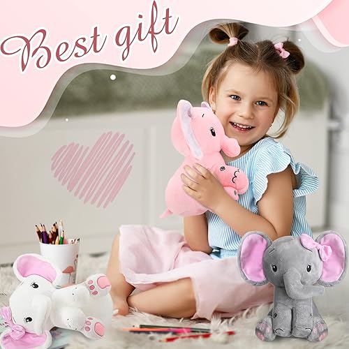 Miniatura 5 de 6 piezas de animales de peluche de elefante de 8 pulgadas con orejas grandes, regalo para baby shower, niños y niñas, decoración de cama de