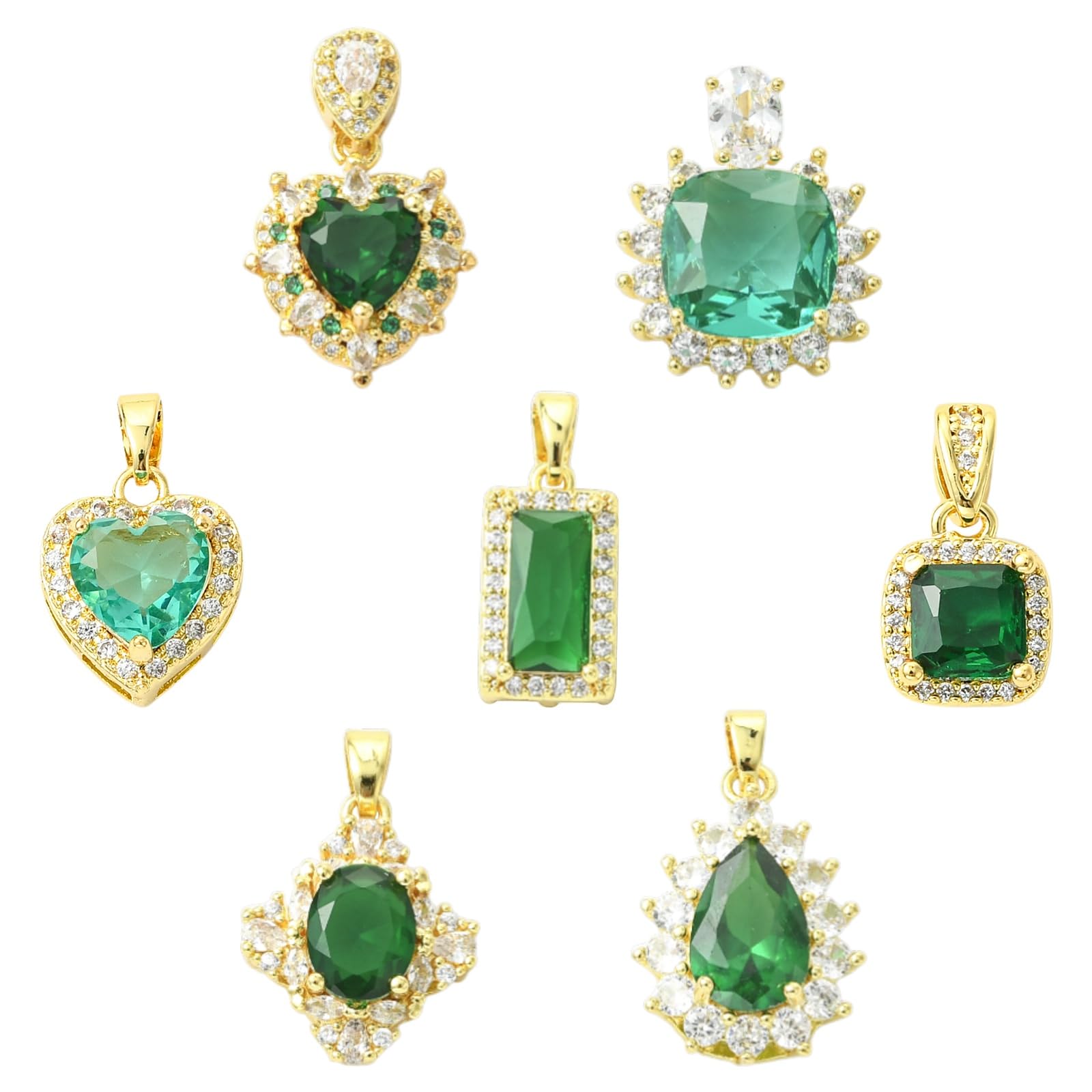 Pendentifs en zirconium vert et laiton pour réparer ou personnaliser un bracelet terne