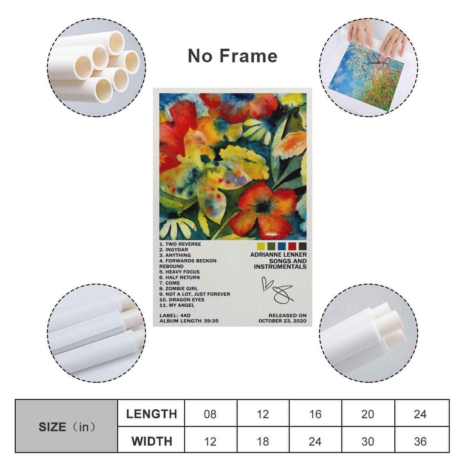 Poster Imprimé Sur Toile Avec Chansons Adrianne Lenker 30 X 45 Cm