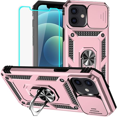 HNHYGETE for iPhone 12 Case/iPhone 12 Pro Case with Screen Protector: [Military 