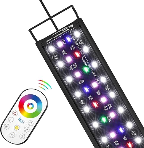 Miniatura 8 de AQQA Luz de acuario, luz de tanque de peces con control remoto, color de luz infinitamente ajustable, 10 brillos de luz, 2 luces de espectro