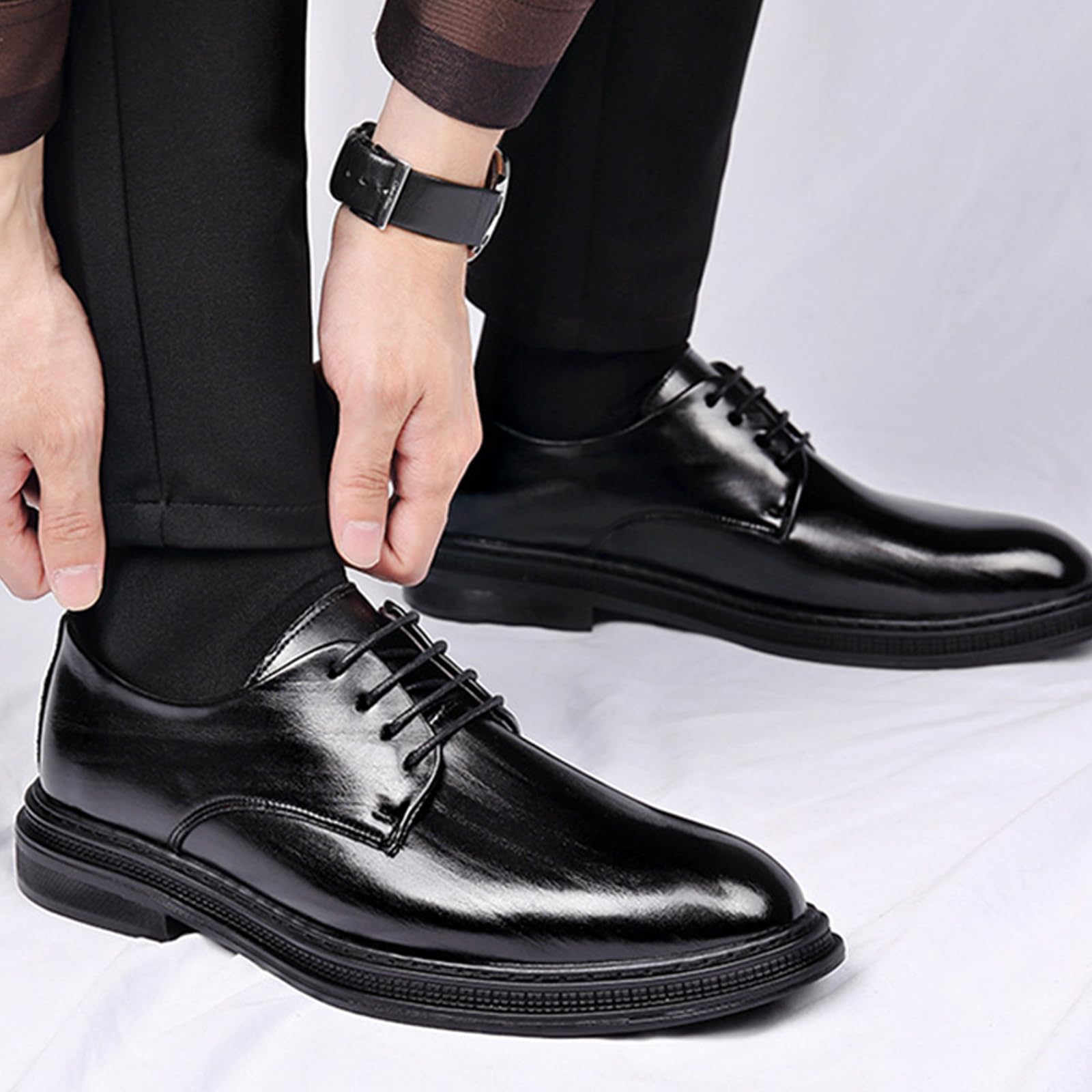 Scarpe Eleganti Uomo Basse Stringate Scarpe da Sposa | A Punta in Pelle Scarpe Formali Classico per Matrimonio Business Abito Oxford