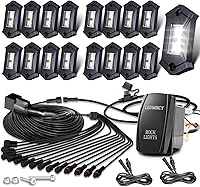 Vista 8 de Kit de luces LEDMIRCY R3 de roca blanca pura con interruptor de palanca, arnés de cable, 12 piezas de luces LED de roca blancas para camiones