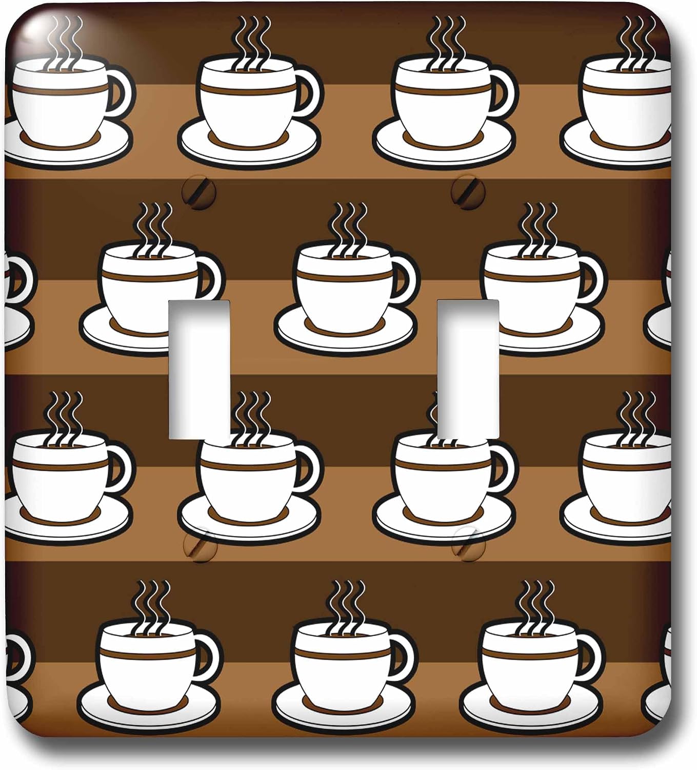3dRose LLC lsp_58651_6 Coffee Lover Gift, Coffee Cups Print, Brown, 2 Plug Outlet Cover
