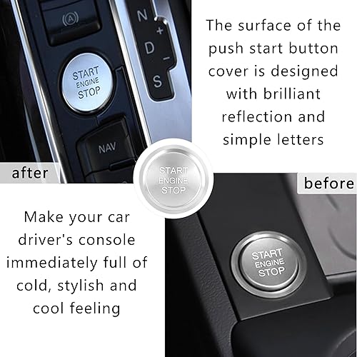 Miniatura 5 de Cubierta de botón de arranque para automóvil, cubierta de aluminio para el botón de arranque del motor para decoraciones geniales del automóvil,