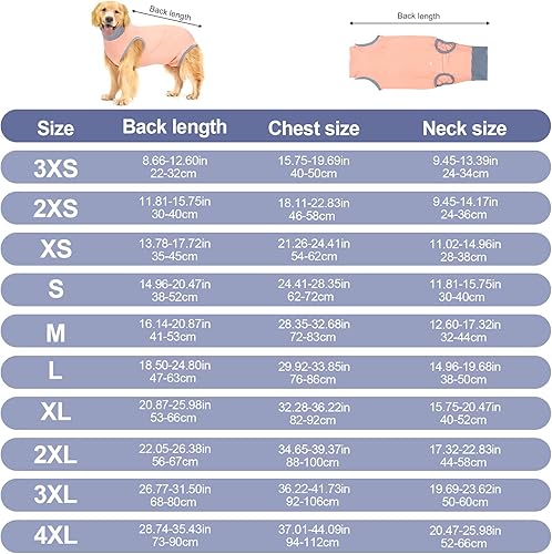 Miniatura 6 de Avont Traje de recuperación de cirugía para perros, mameluco para cachorros hembramacho, camiseta quirúrgica transpirable alternativa de cuello