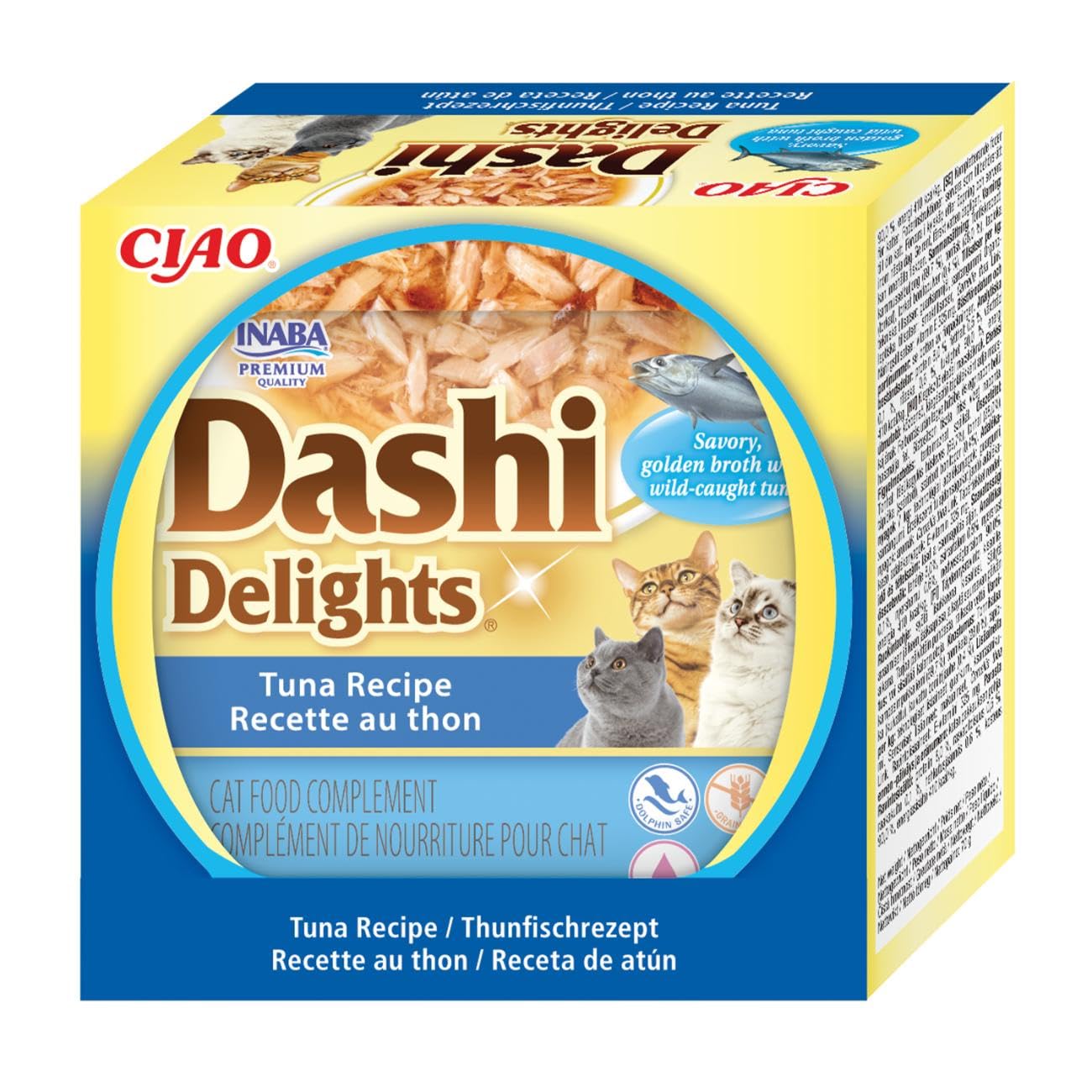 INABA Dashi Delights: Tuna Recipe (12 x 40g) / Grain-Free, Rich in Protein, Natural Ingredients, Delicious and Healthy, Wet Cat Food