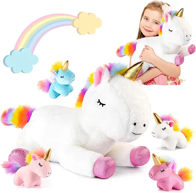 Peluche Licorne Géante Adeokay - Cadeau pour Filles et Garçons de 3 à 12 Ans