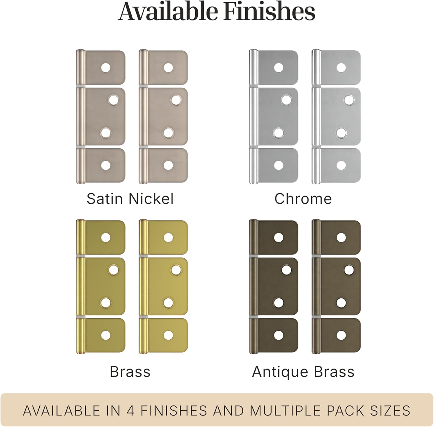 3-1/2" Satin Nickel 3-Leaf Flag Hinges - Pack of 16 - Non-Mortise Hinges for Bi-Fold, Shutter and Cabinet Doors in Mobile Homes, Campers, Trailers - Furniture Hardware - NH8-SSN (8)