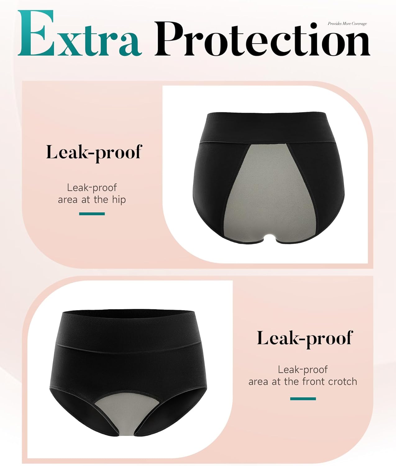 Women's Period Underwear Heavy Flow, High Absorbency Cotton Panties LeakProof Postpartum Menstrual Briefs Women Teens - Image 5