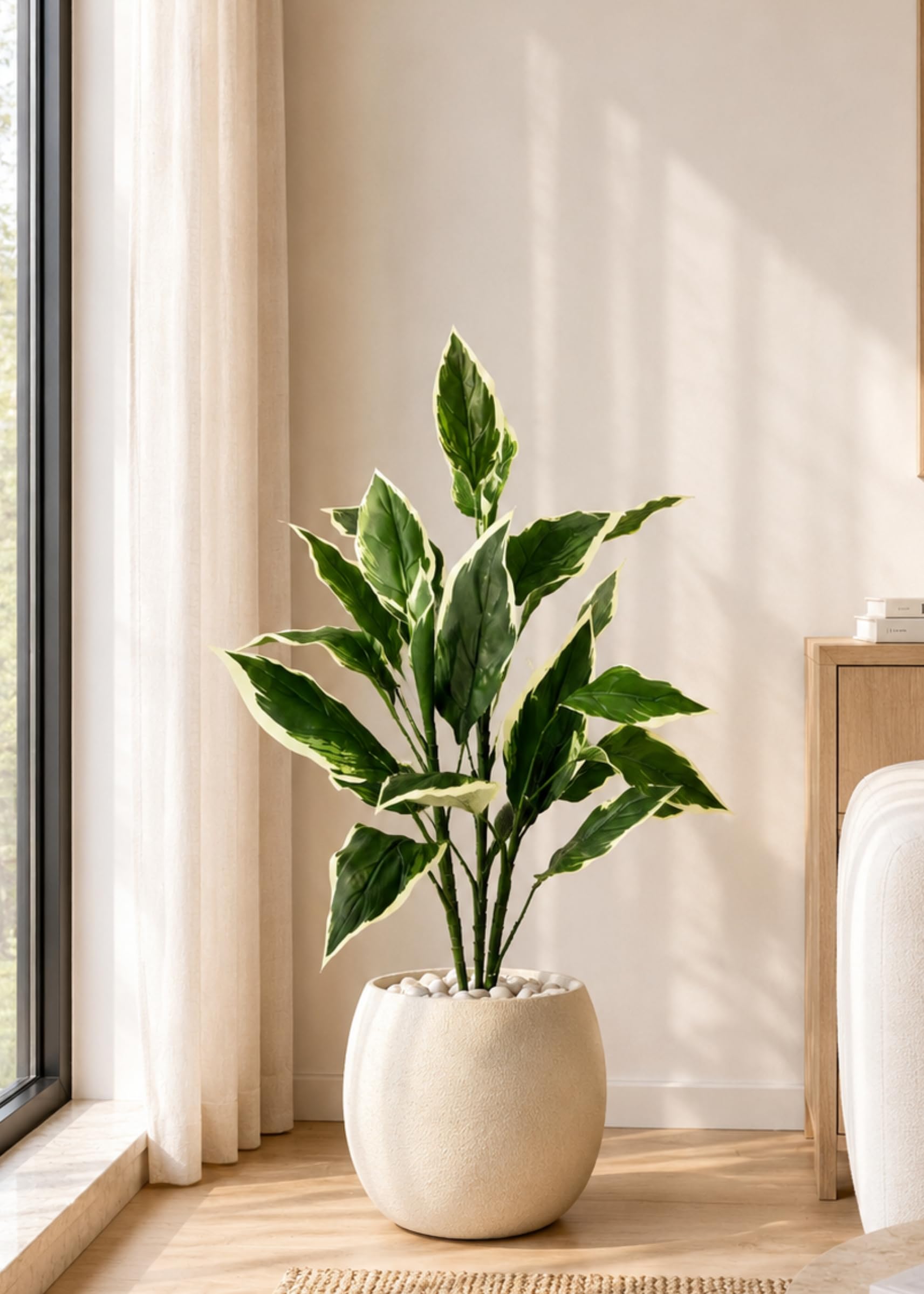 MASON HOME Artificial Hosta Plant Without Pot - 3.5 Feet | Realistic Plant - Trees - Flowers | Indoor Tropical | Home - Shop - Office | Gifting - Décor - Ambience - Durable | No Maintenance-image-43