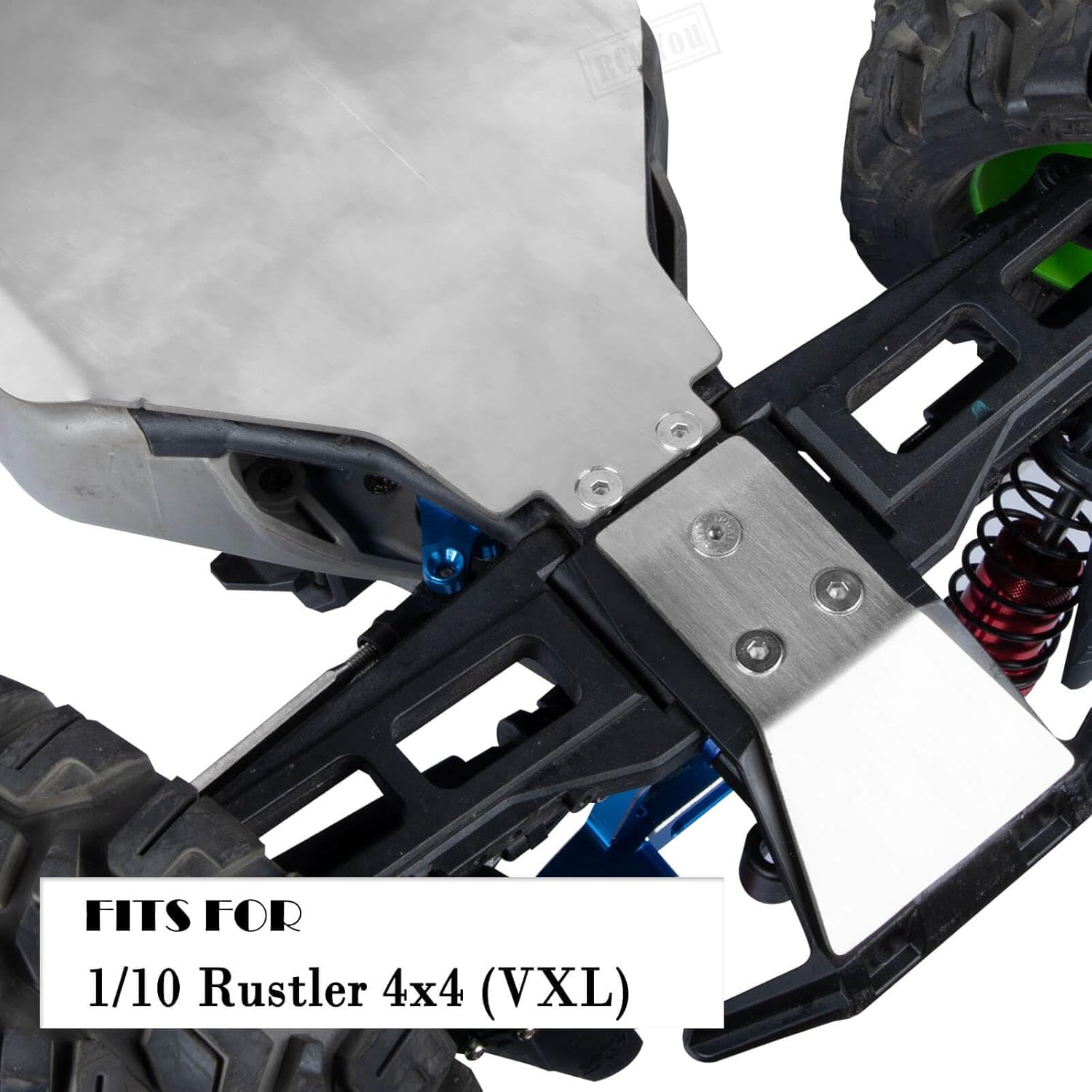 Stainless Steel Chassis Protect Armor Skid Plate Guard Upgrades Part for 1/10 Rustler 4x4 VXL,Chassis Protect Armor Full Version Hops Up,Silver