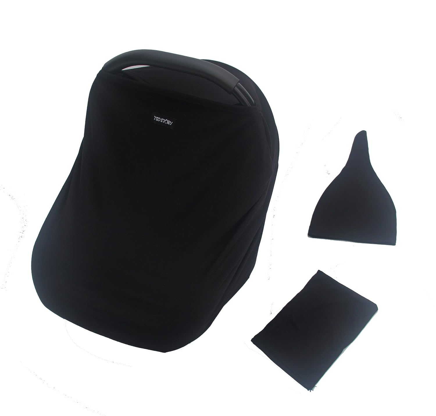 Black Baby Car Seat Covers,Breastfeeding Cover Nursing Scarf,Infant Stroller Cover,Car seat Canopy for Girls and Boys by TSD STORY(Cover+Beanie+Small Bag)