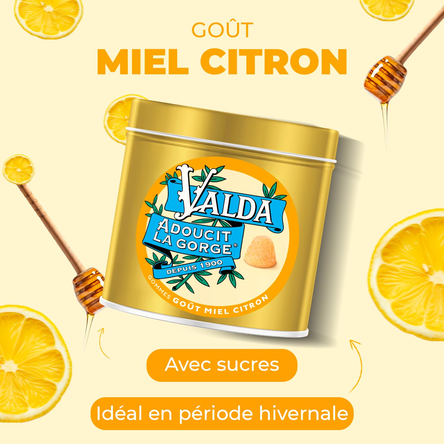 Valda Gommes Avec Sucres Goût Miel Citron 140 g