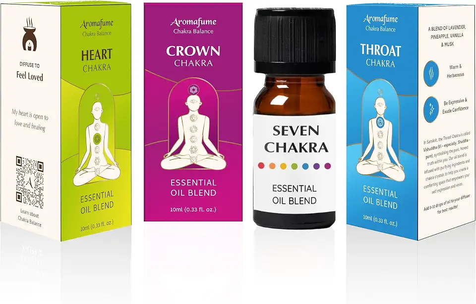 7 Chakra Essential Oil Diffuser Blends (Set of 3) (30ml, Heart Chakra, Crown Chakra, Throat Chakra)
