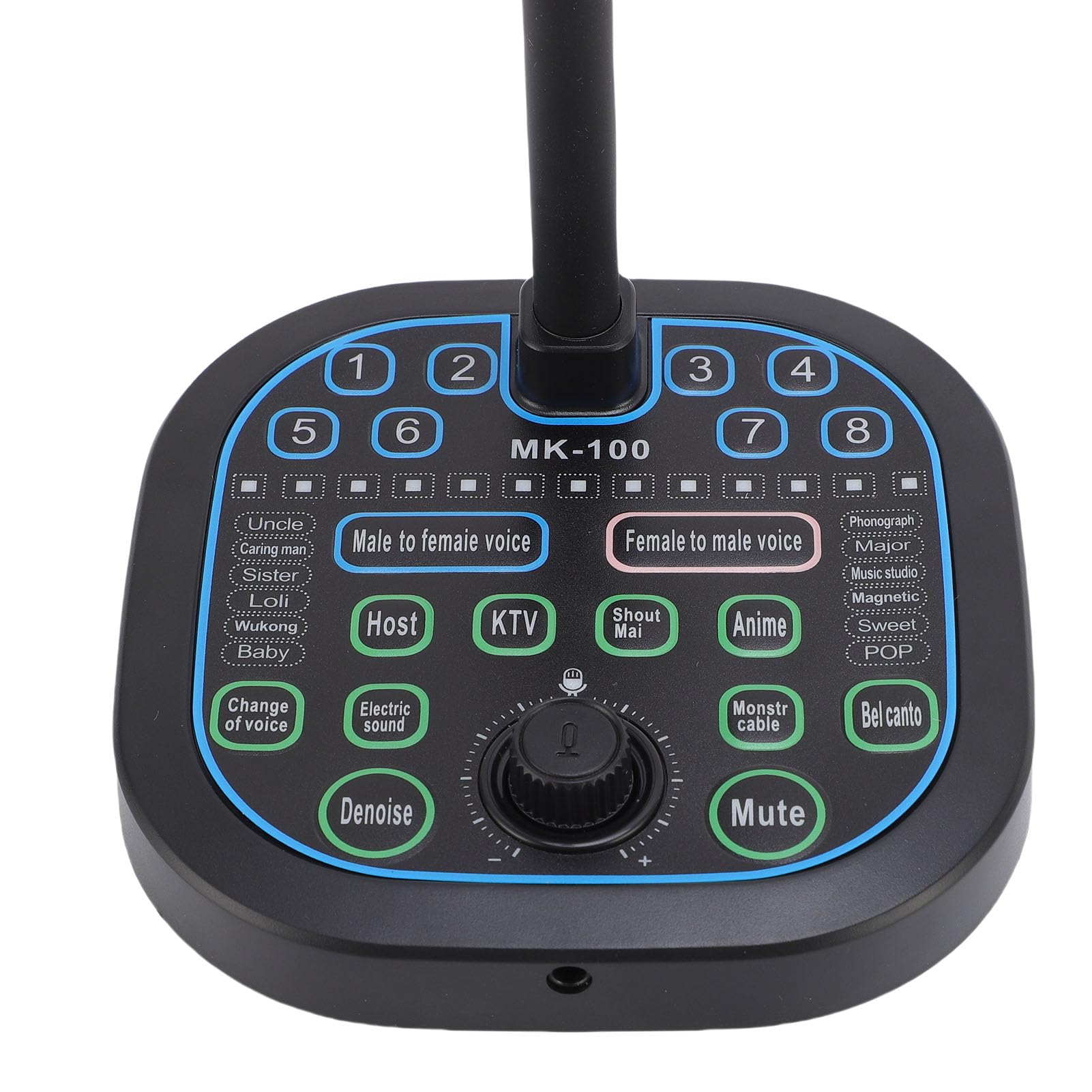 Naroote Cambiador de Voz con Micrófono de Mano, 16 Efectos de Sonido para Grabación de Juegos, Teléfono, Computadora, PC, Portátil, Cambiador de Voz ABS Negro Portátil con 16 Modificaciones de para