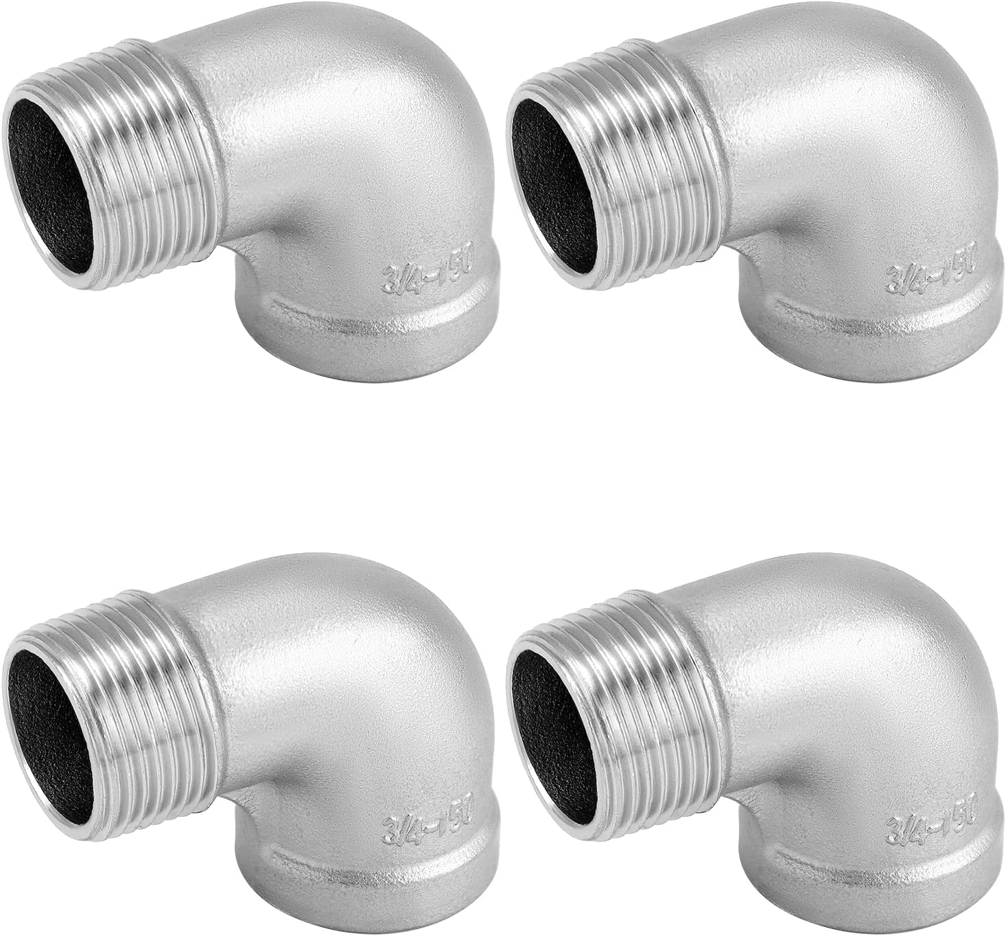 QWORK 3/4" Stainless Steel Street Pipe Fittings, 4 Pack 90