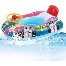 Kids Pool Float, Swim Ring Float, Inflatable Swimming Ring, Steering Wheel Design with Fun Interactive Play Feature, Comfortable Seat for Kids, Swim Floater for Pool Beach Garden Water Activity Party