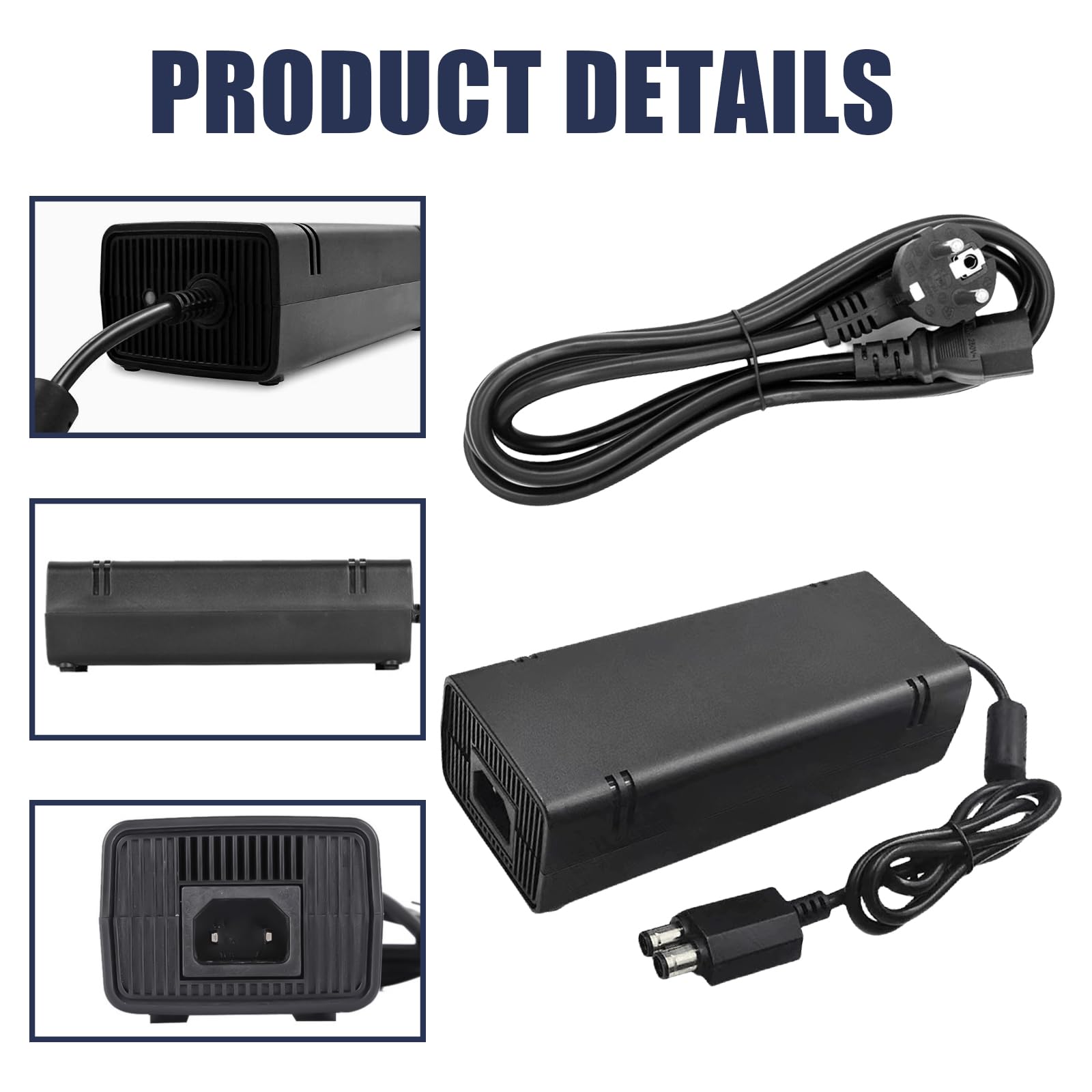 Cavo di alimentazione per Xbox 360 Slim: alimentatore da 135 W con cavo di alimentazione per Microsoft Xbox 360 Slim, alimentatore di rete, adattatore di alimentazione AC, indicatore LED AC