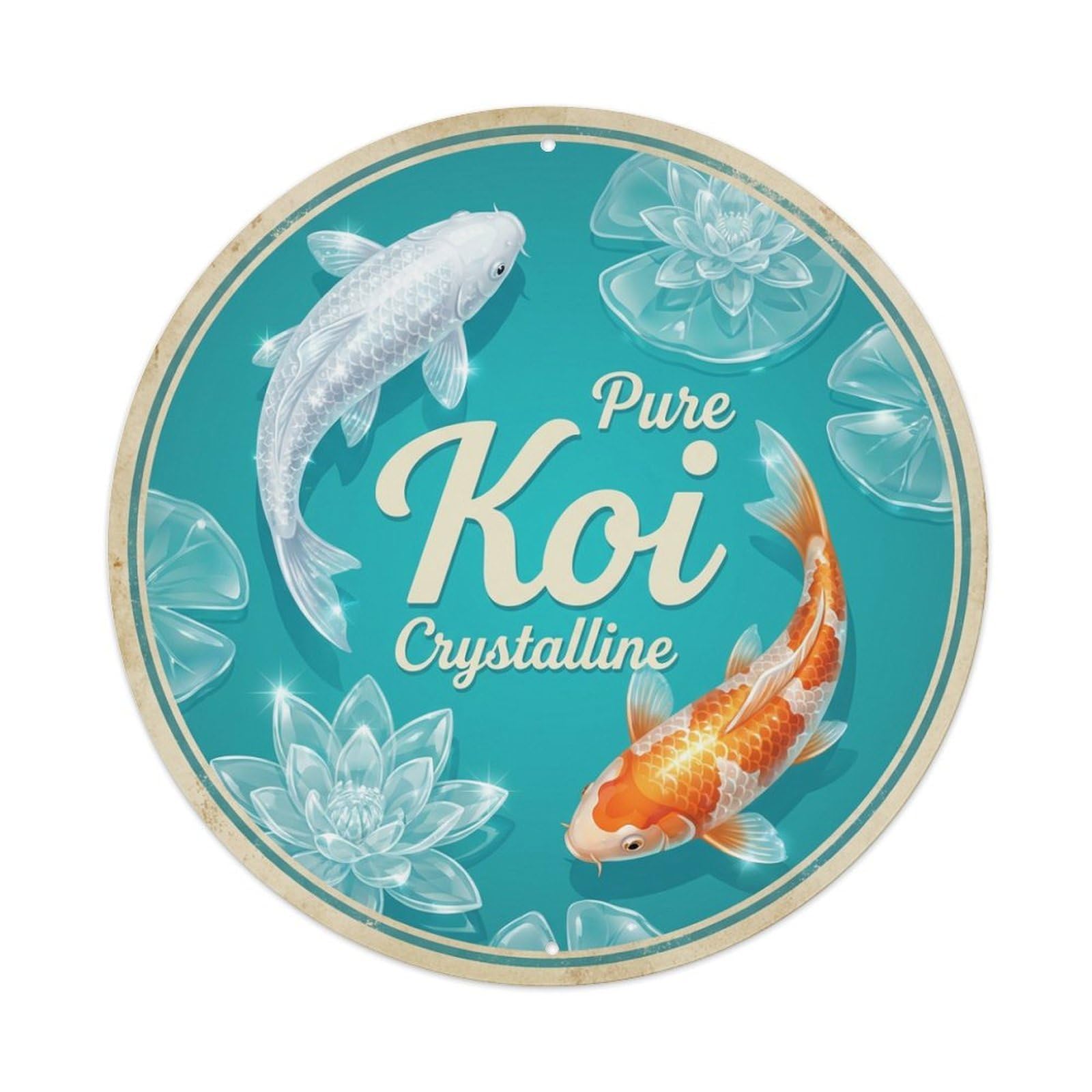 Metal Tin Sign Koi Fish Vibrant Beat Japanese Vintage Ukiyo-e