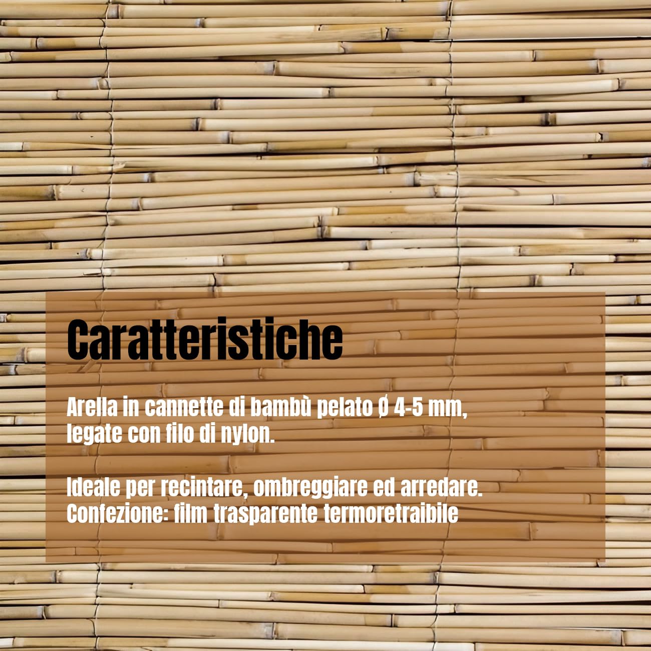 ESTO Arella In Bambù Naturale Per Esterno, Canniccio Frangivista Ombreggiante Da Giardino, Terrazzo, Balcone, Stuoia Recinzione Decorativa In Canna Bambù, Rete Frangisole Privacy (2x5 Metri)