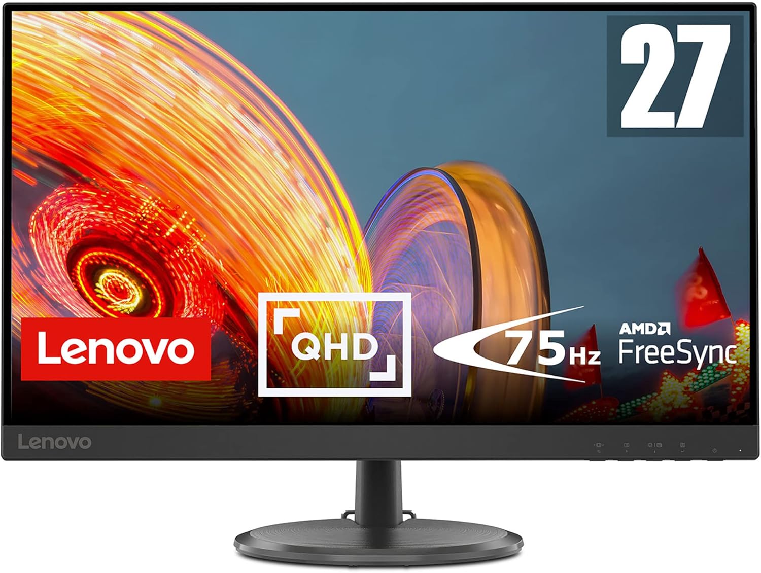 Lenovo C27q-35 68,58 cm (27 pollici, 2560 x 1440, WQHD, 60 Hz, WideView, 250 nits, antiriflesso), monitor (HDMI, DisplayPort, tempo di risposta 4 ms, AMD FreeSync), nero, 66FBGAC6EU Lenovo C27q-35 68,58 cm (27 pollici, 2560 x 1440, WQHD, 60 Hz, WideView, 250 nits, antiriflesso), monitor (HDMI, DisplayPort, tempo di risposta 4 ms, AMD FreeSync), nero, 66FBGAC6EU