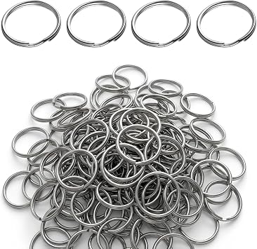 Ewparts 120 Pcs 1 Inch Key Rings, Heavy Duty Metal Split Keyrings Bulk, Rust-Proof Key Chain Rings for DIY Crafts, Dog Pet Collars, Jewelry Making, Lanyards, Tag & Badge Holder 120 Pack, Silver