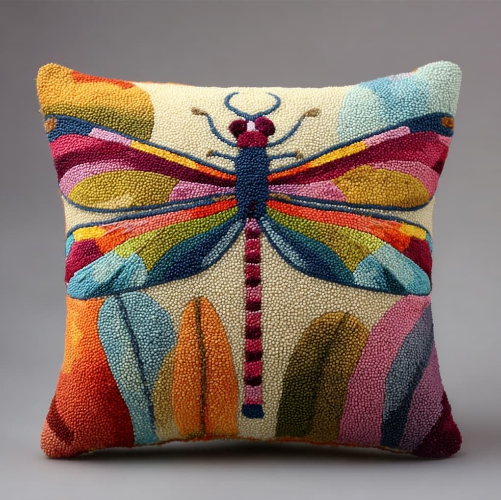 AxiangziK 43x43cm Latch Hook Cushion Making Kit,Animal Dragonfly