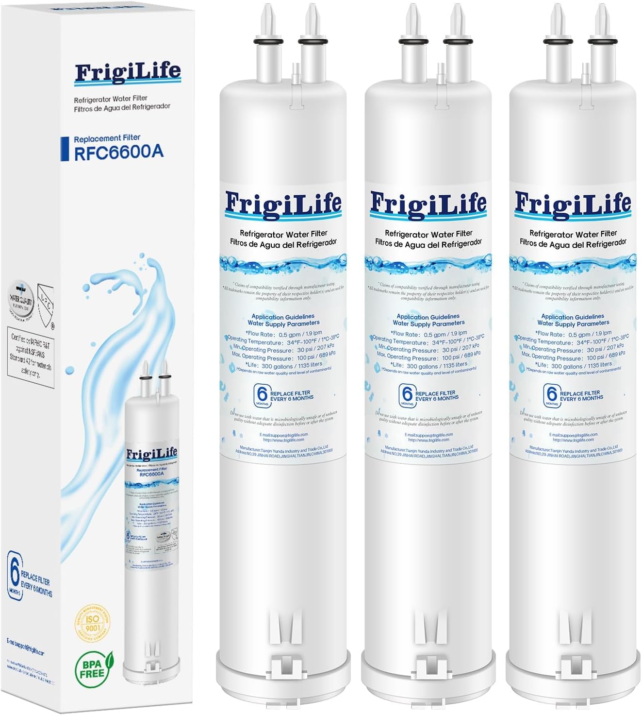 RFC6600A Refrigerator Water Filter Compatible with EDR3RXD1, Everydrop Filter 3, 4396841, 4396710, Kenmore 46-9083, 46-9030, 9030, 9083, KAD3RXD1, WHR3RXD1, 3PACK