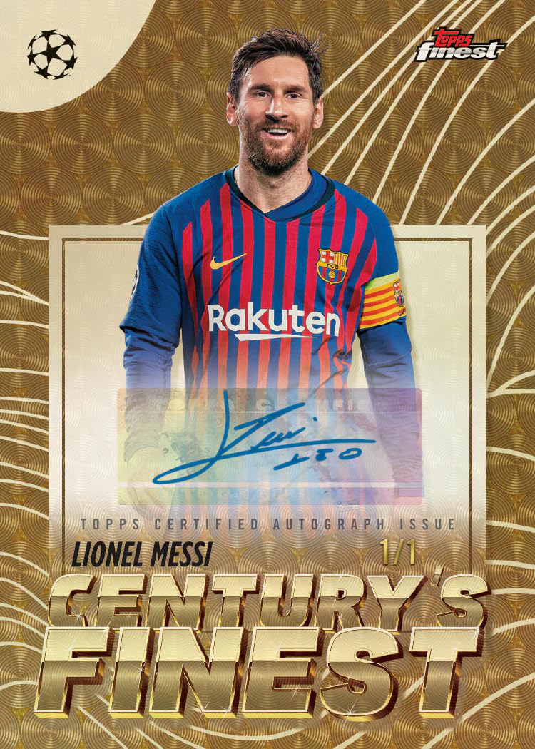 Topps Finest UEFA Club Competitions 2025/26 Hobby Box – 6 Packs, 10 Karten pro Pack, 2 Autogramme pro Box