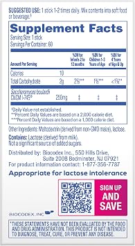 Florastor Kids Dual Action Probiotic Supplement, Strengthens Kids' Digestive & Immune Health, 60 Easy-to Mix Powder Sticks