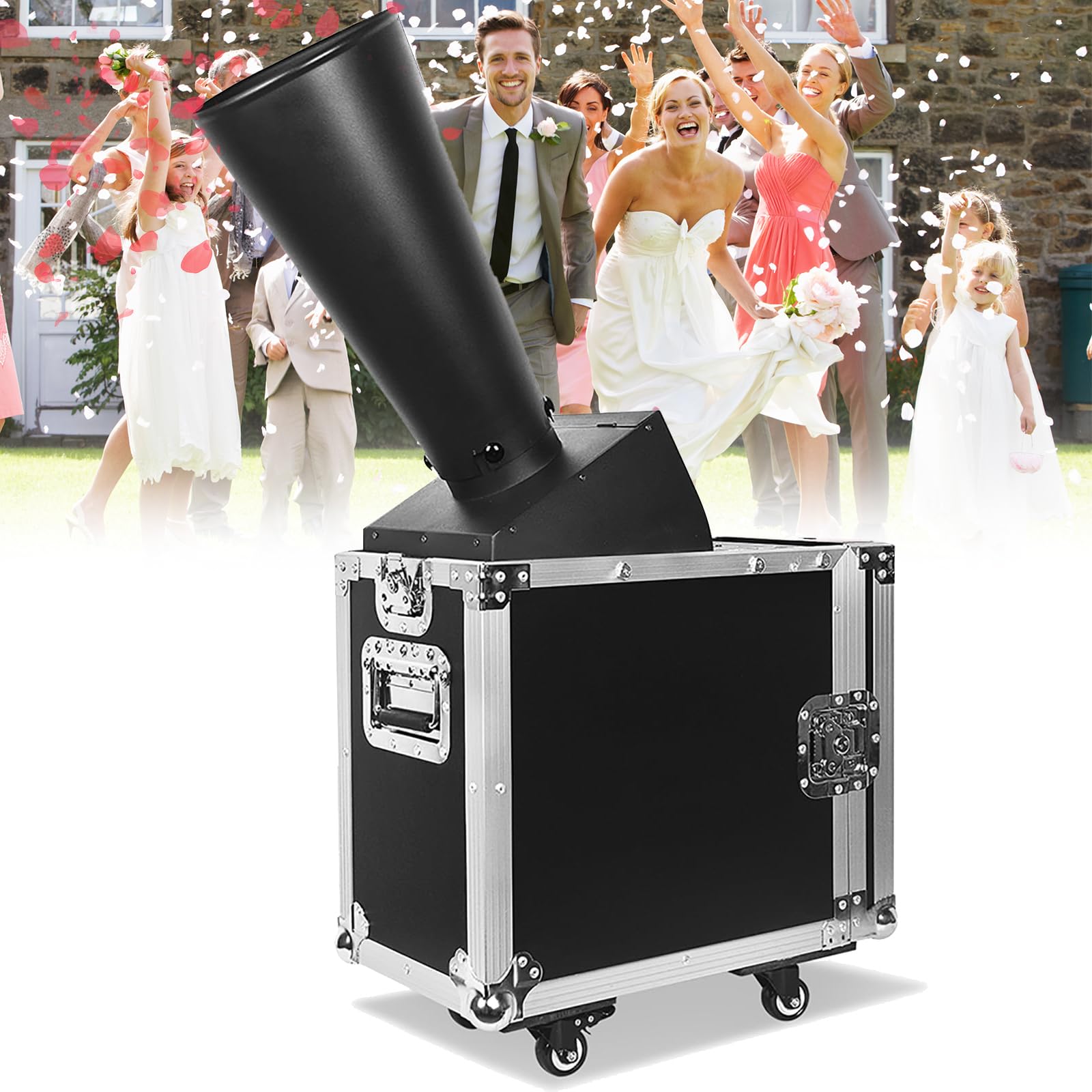 Mini DMX CO2 Confetti Machine, Confetti Launch Machine with remote and DMX control, Confetti Blaster Cannon Paper Shooter with Flight Case, 10M Coverage, Stage Equipment for Stage Event Celebration