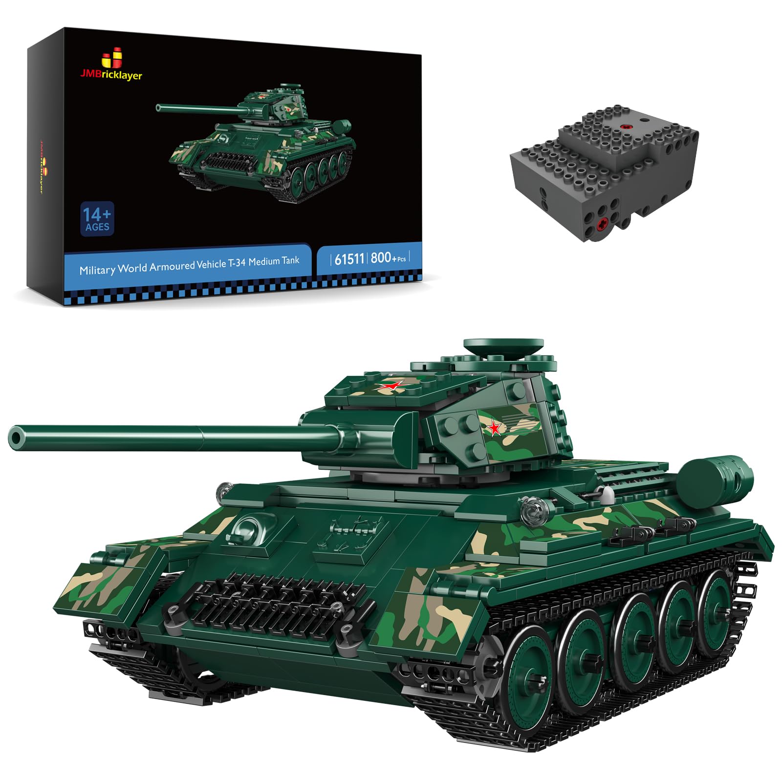JMBricklayer Tank Building Sets 61511, WW2 Military T-34 RC Tanks