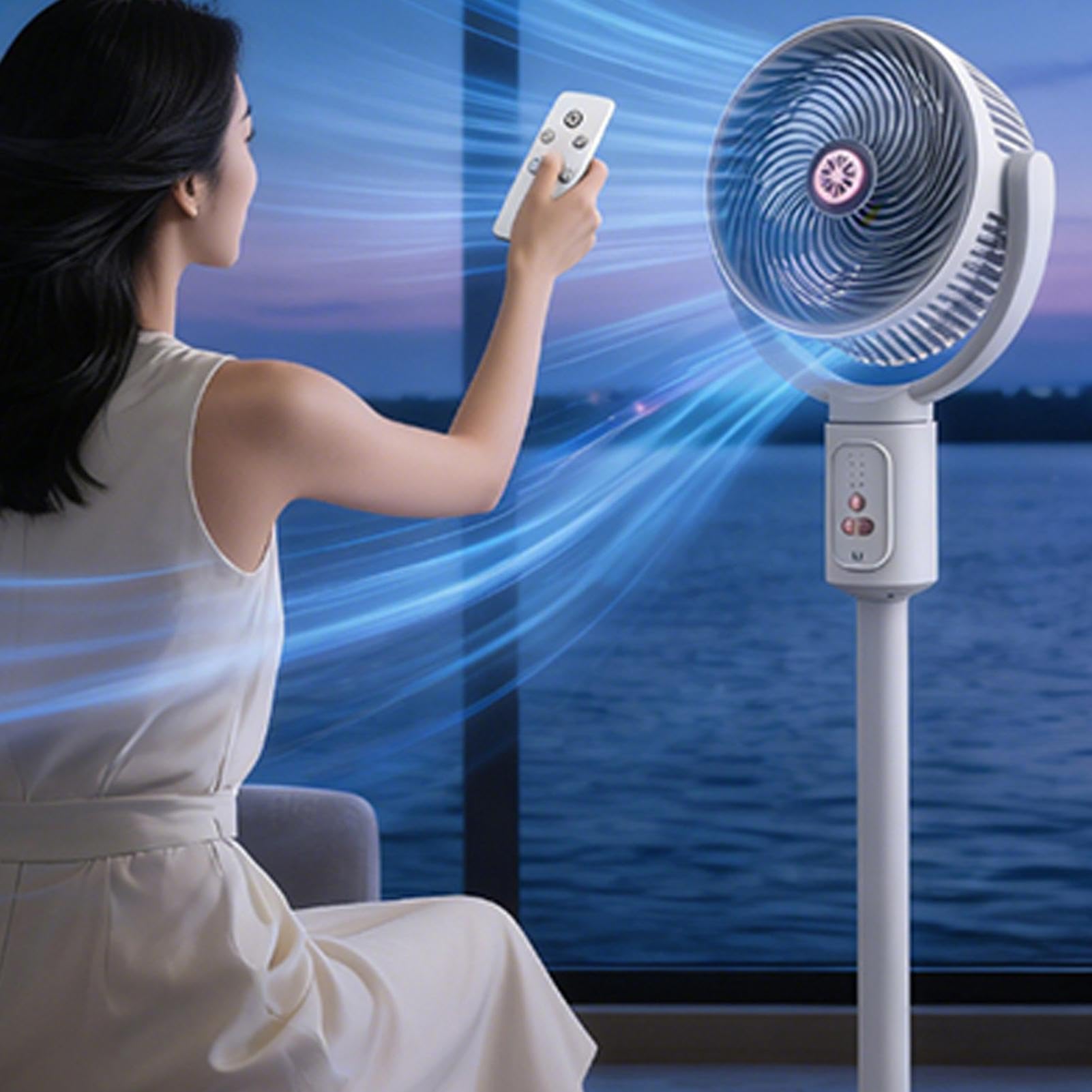 Ventilatore A Piantana Oscillante 5 Velocità Timer 8 Ore Ricaricabile | Ventilatori A Piantana Elettrici Per Cucina Ufficio Domestico Dormitorio Lavoro Studio Sonno Campeggio
